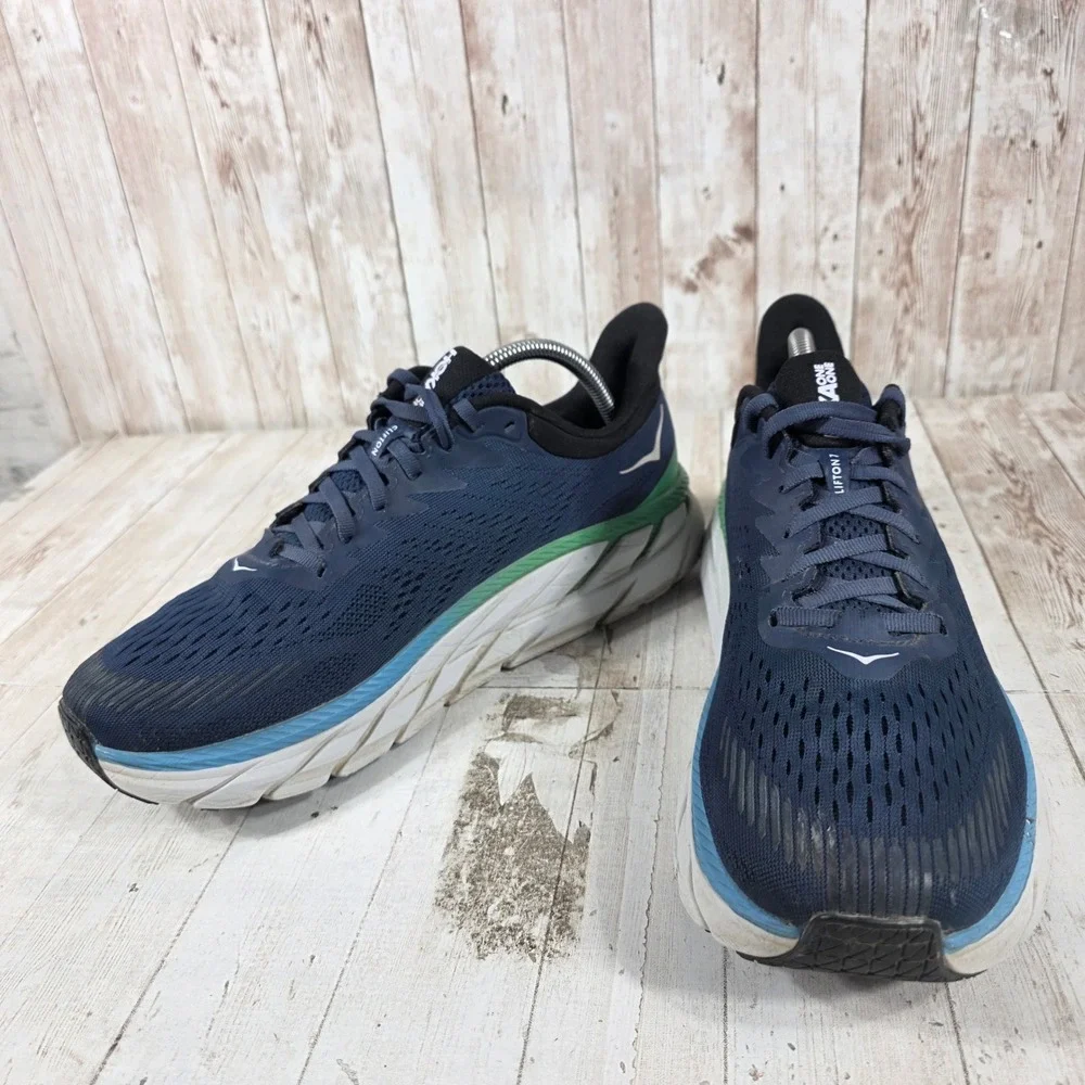Hoka One One Clifton 7 Mens 9.5 Running Shoes Moonlit Ocean Blue 1110508 MOAN